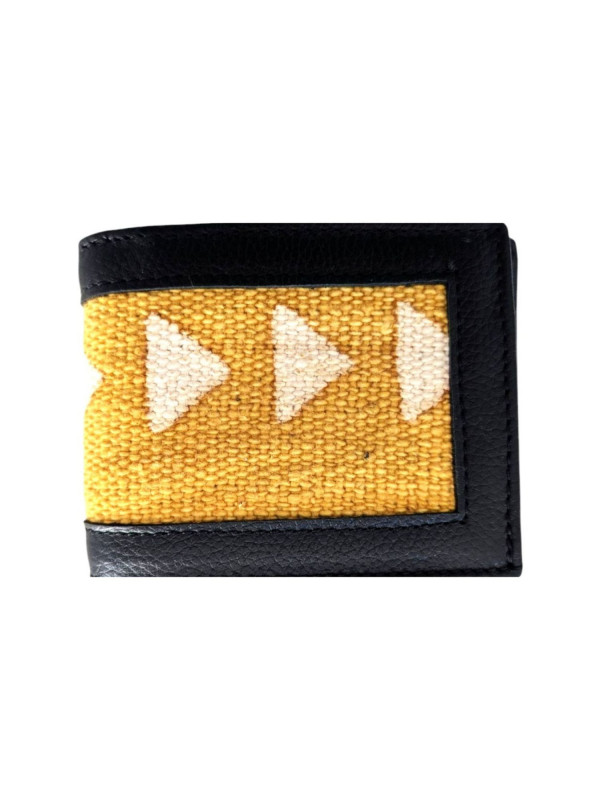 Portefeuille en bogolan et cuir