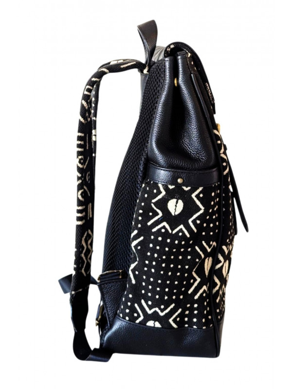 Sac à dos cuir & bogolan artisanal – Sahara Nomade | PACKOA