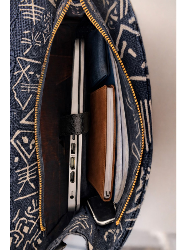 Sac à dos cuir & bogolan – Jabari Édition Limitée | PACKOA